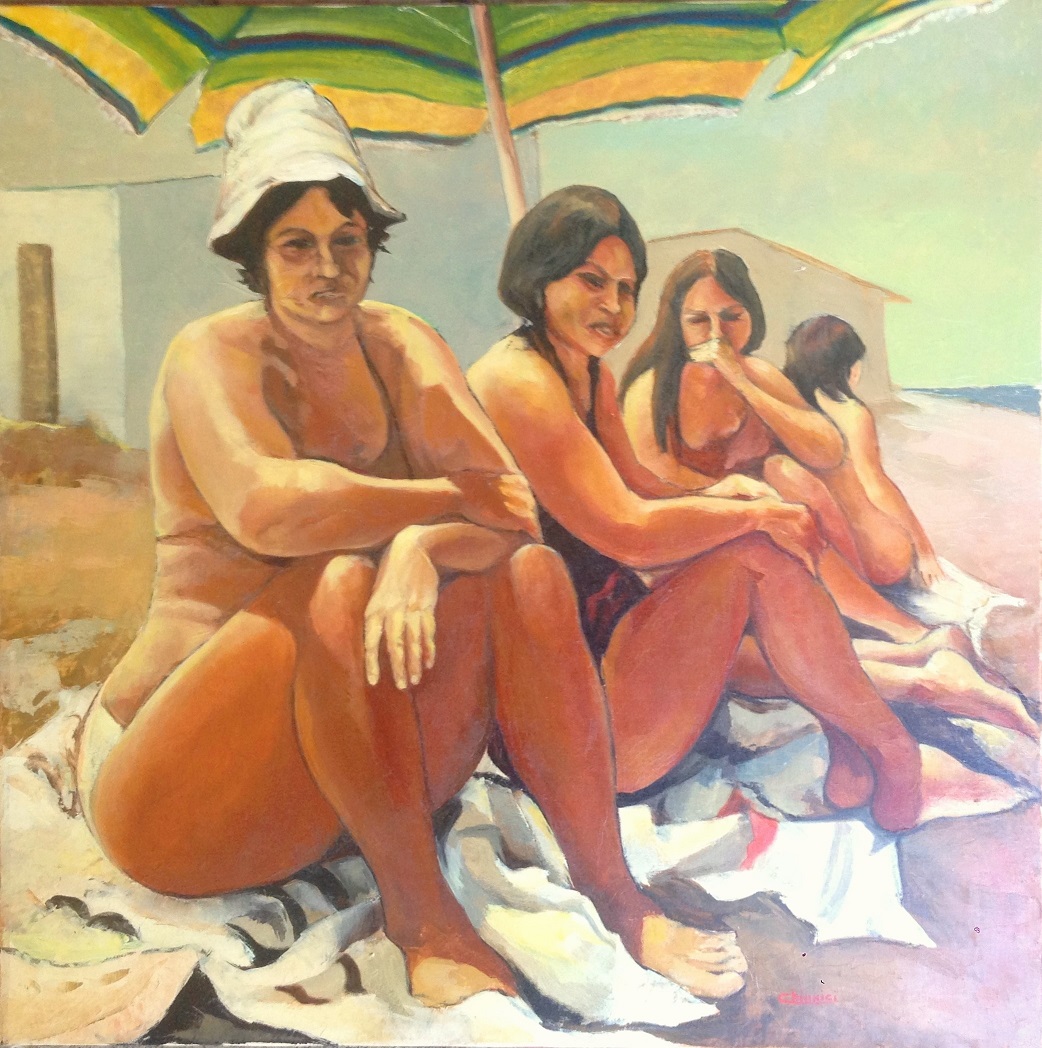 Under the beach umbrella