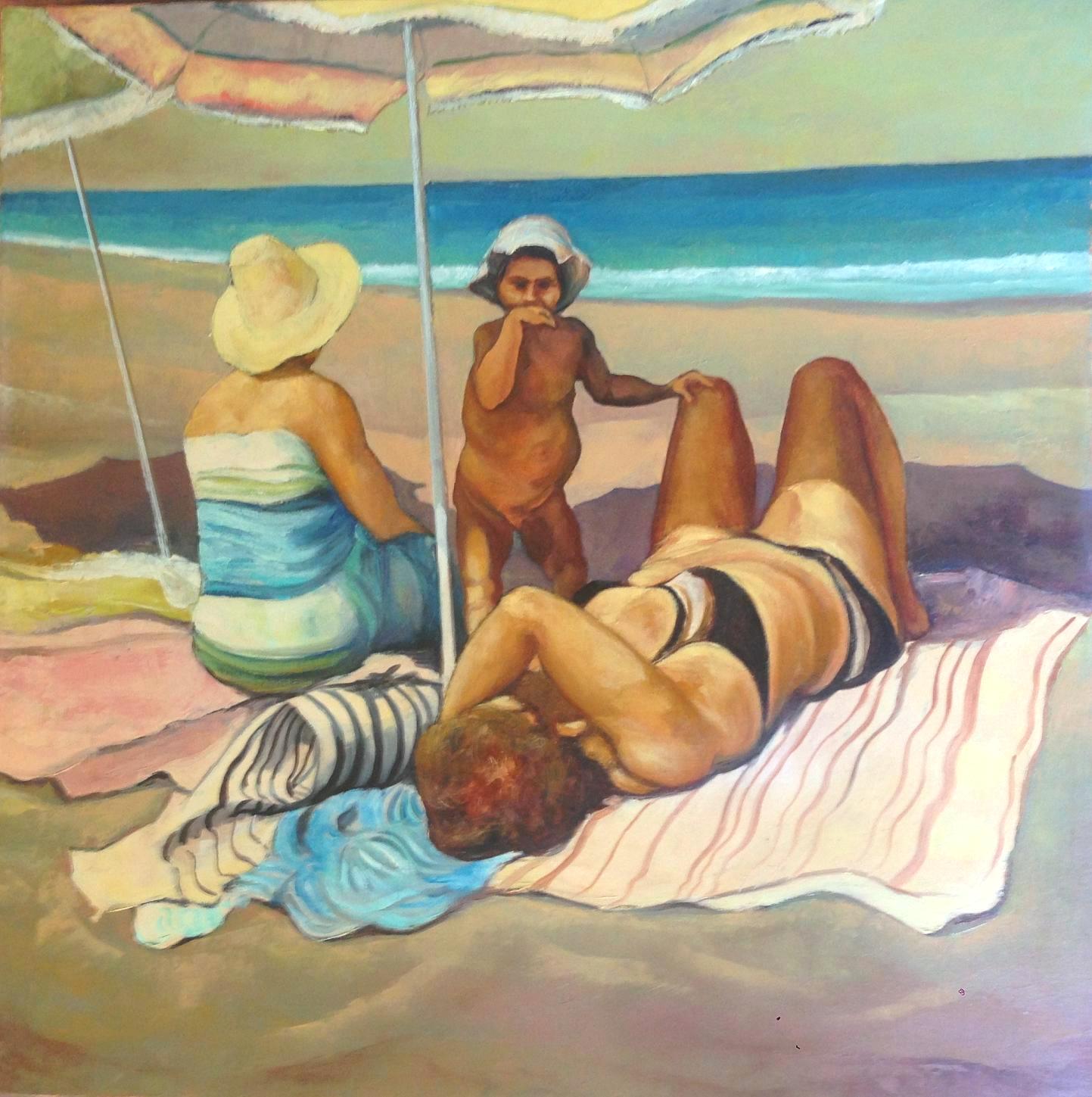 Under the beach umbrella