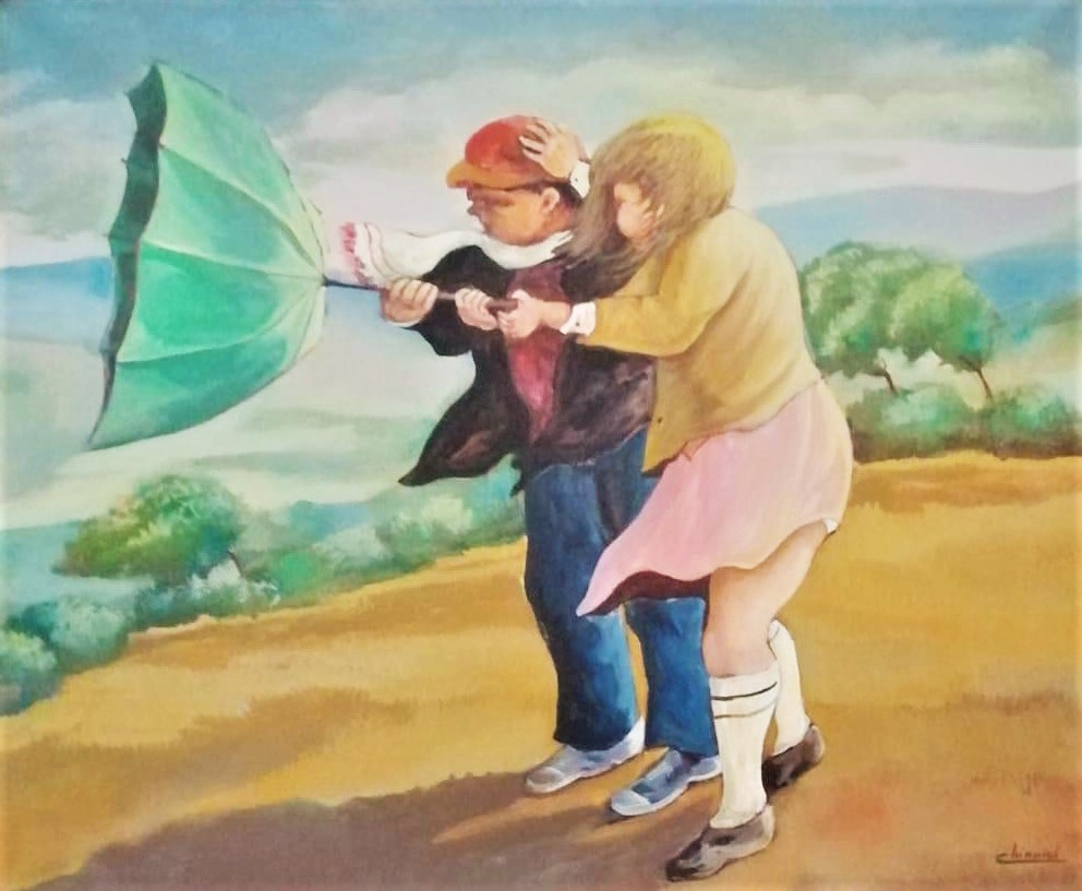 Children with umbrella